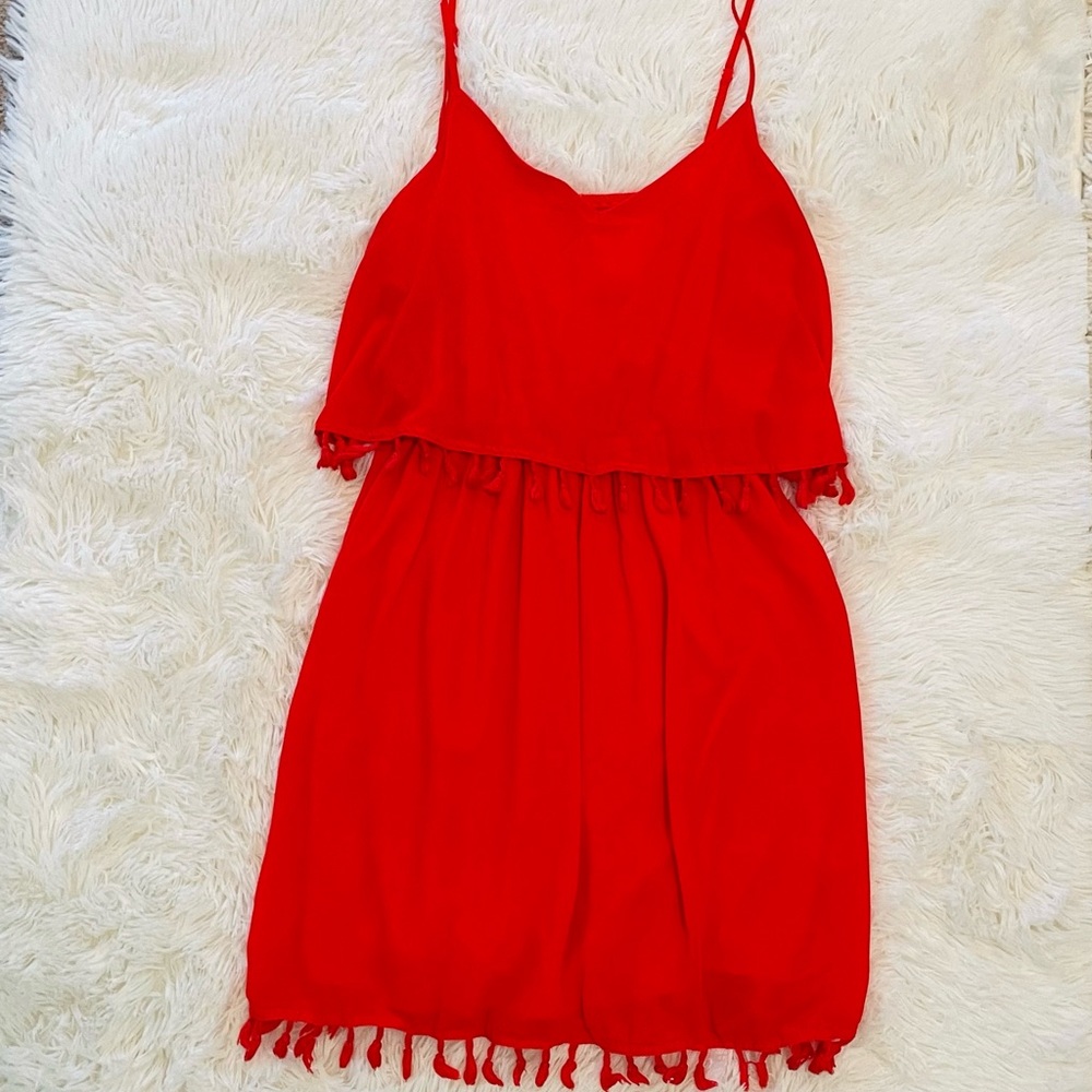 Eyeshadow Red Tassel Dress, M